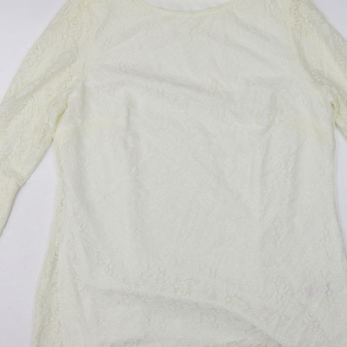 Joanna Hope Women Ivory UK 18 Floral Lace Bell Sleeve Lined Blouse