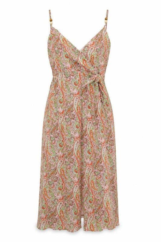 Zara Women Pink Paisley UK 12 Hi-Low Wrap Midi Dress Boho
