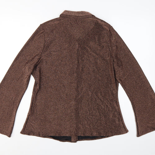 Marks and Spencer Women Brown Glitter Knit Button-Up Blouse UK 16