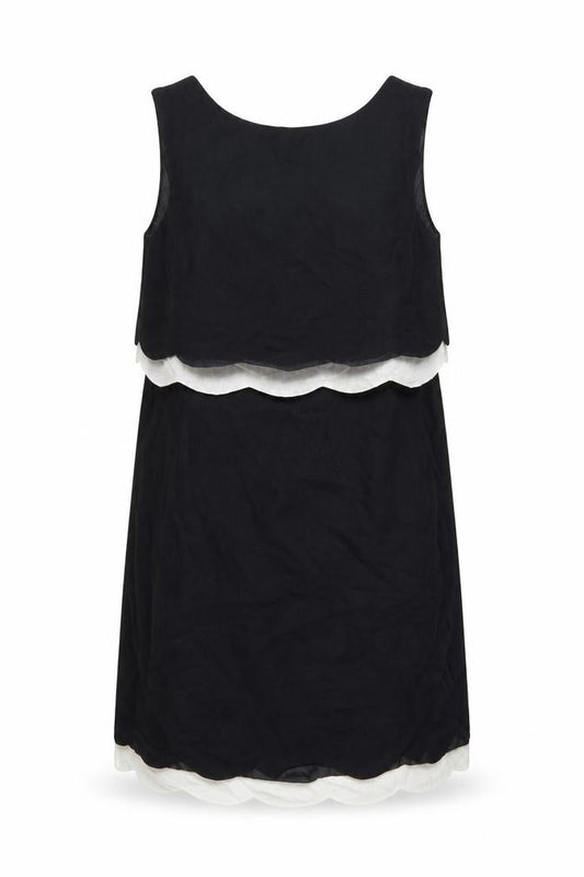 Front view of The Collection Debenhams Women Black White UK 18 Shift Dress Layered