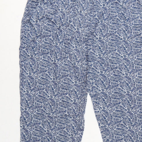 Cotton Traders Women Blue Leaf Print Viscose Cropped Trousers UK 18