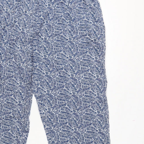 Cotton Traders Women Blue Leaf Print Viscose Cropped Trousers UK 18