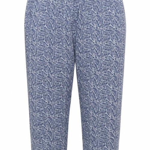 Cotton Traders Women Blue Leaf Print Viscose Cropped Trousers UK 18