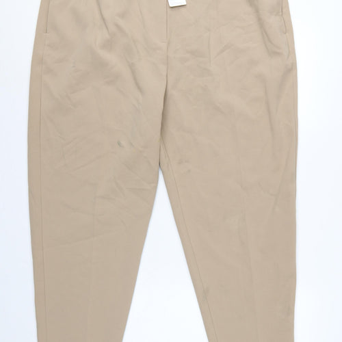 Marks & Spencer Women Beige Size 22 Regular Tapered Smart Trousers