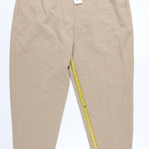 Marks & Spencer Women Beige Size 22 Regular Tapered Smart Trousers
