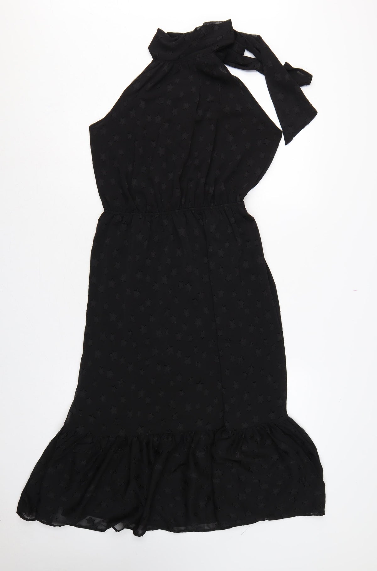Apricot Women Black UK 12 Star Halter Mermaid Long Ruffle Dress