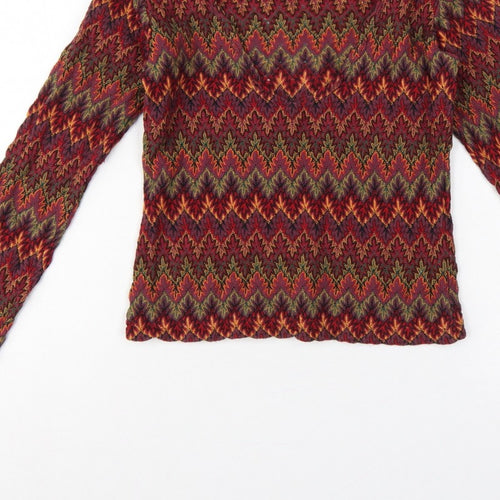 Topshop Women’s Multicoloured Geometric Jersey Long Sleeve Top UK 8