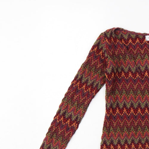 Topshop Women’s Multicoloured Geometric Jersey Long Sleeve Top UK 8