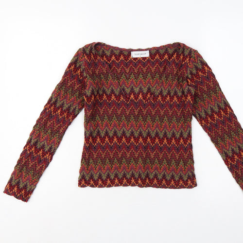Topshop Women’s Multicoloured Geometric Jersey Long Sleeve Top UK 8