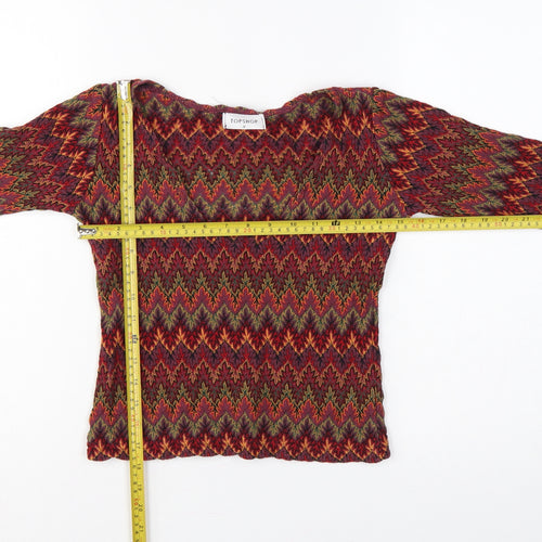 Topshop Women’s Multicoloured Geometric Jersey Long Sleeve Top UK 8