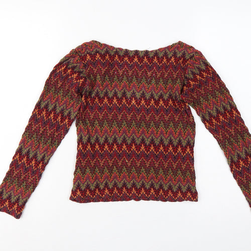 Topshop Women’s Multicoloured Geometric Jersey Long Sleeve Top UK 8