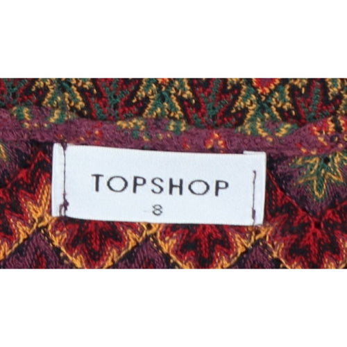Topshop Women’s Multicoloured Geometric Jersey Long Sleeve Top UK 8