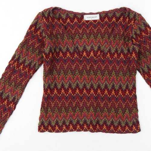 Topshop Women’s Multicoloured Geometric Jersey Long Sleeve Top UK 8