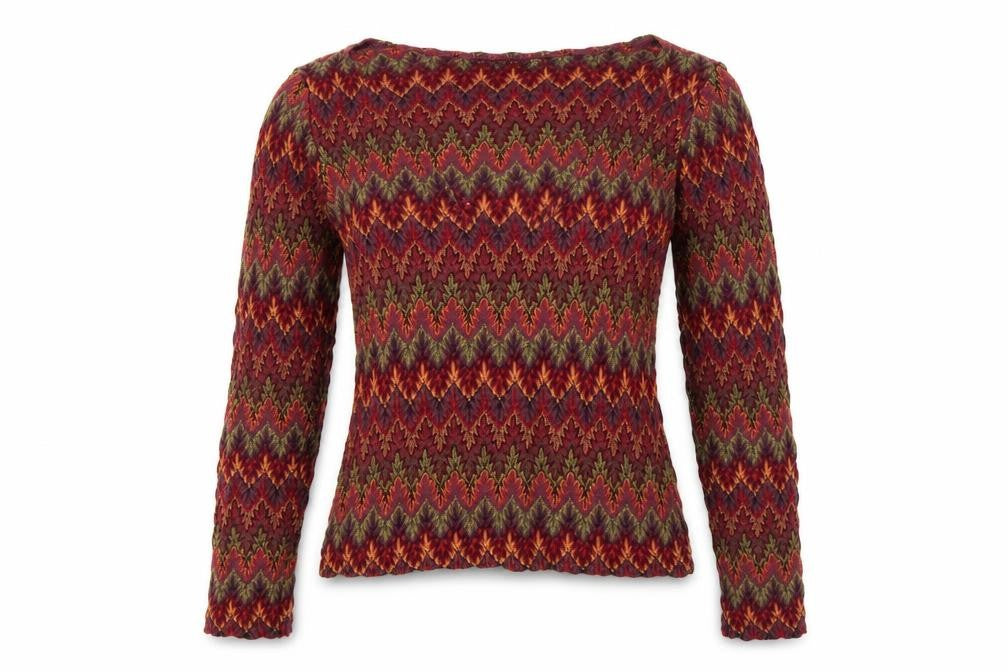 Topshop Women’s Multicoloured Geometric Jersey Long Sleeve Top UK 8
