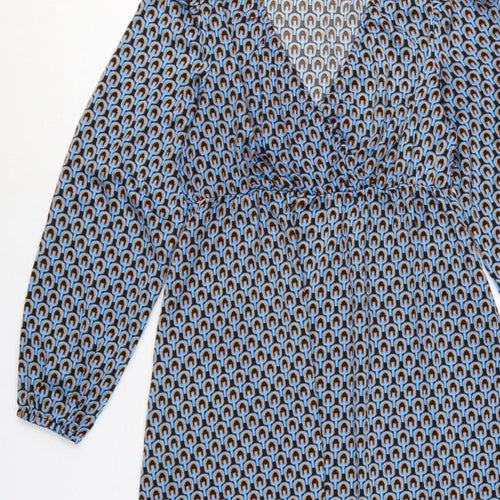 Mamalicious Women Blue S Maternity A-Line Geometric Long Sleeve Dress