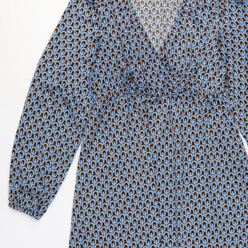 Mamalicious Women Blue S Maternity A-Line Geometric Long Sleeve Dress