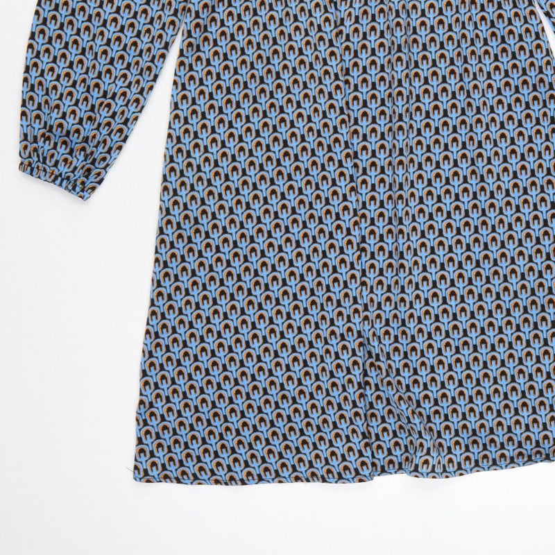 Mamalicious Women Blue S Maternity A-Line Geometric Long Sleeve Dress