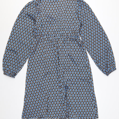 Mamalicious Women Blue S Maternity A-Line Geometric Long Sleeve Dress