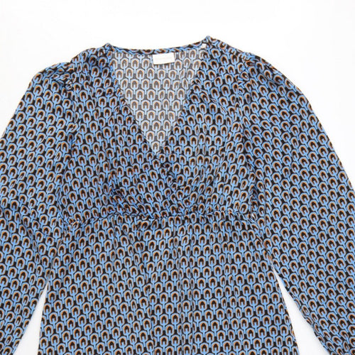 Mamalicious Women Blue S Maternity A-Line Geometric Long Sleeve Dress