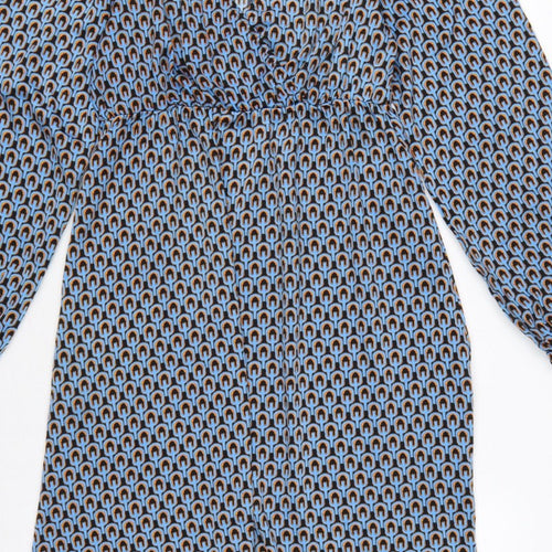 Mamalicious Women Blue S Maternity A-Line Geometric Long Sleeve Dress