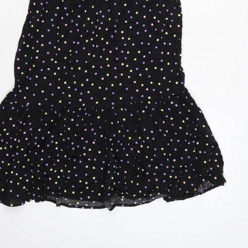 Dorothy Perkins Women Black Multicolour Polka Dot Midi Fit & Flare Dress UK 10