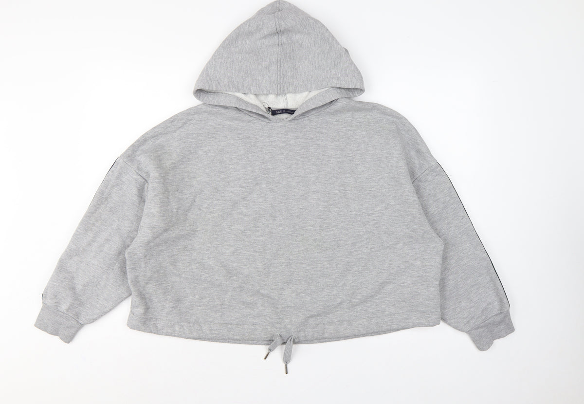 Marks and Spencer Women's Grey UK 14 Hooded Pullover Sweatshirt Stripe
