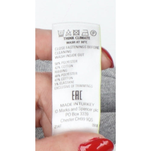 Marks and Spencer Women's Grey UK 14 Hooded Pullover Sweatshirt Stripe