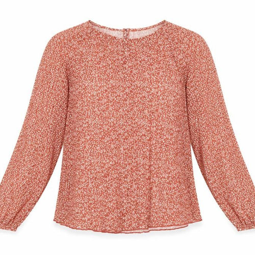 Marks and Spencer Women Orange Floral Chiffon Blouse UK 10 Long Sleeve