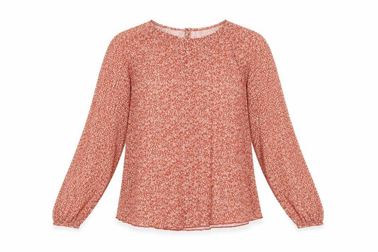 Marks and Spencer Women Orange Floral Chiffon Blouse UK 10 Long Sleeve