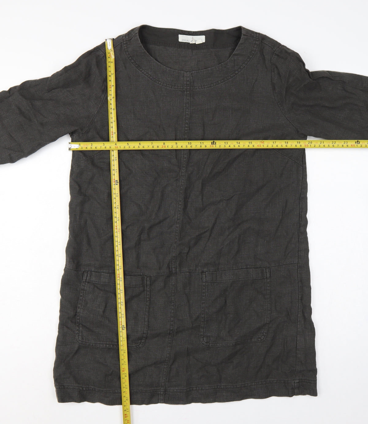 Seasalt Cornwall Women’s Black Size 10 Ramie Cotton Shift Tunic Dress