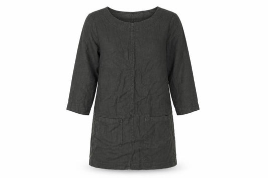 Front view of Seasalt Cornwall Women’s Black, size UK 10, Ramie Cotton Shift Tunic Dress