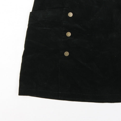 Monsoon Women’s Black UK 14 Corduroy A-Line Mini Skirt Buttons
