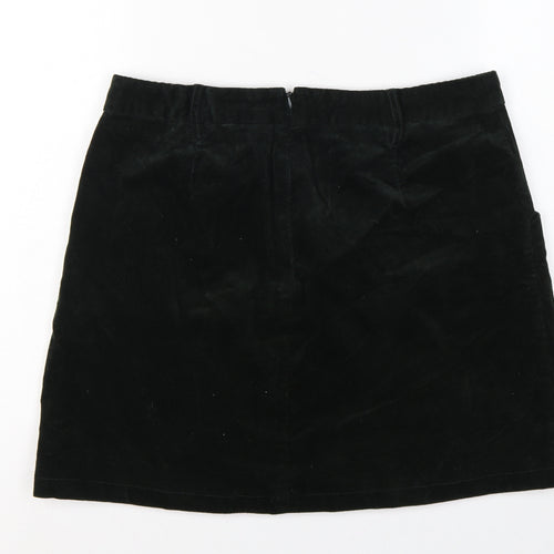 Monsoon Women’s Black UK 14 Corduroy A-Line Mini Skirt Buttons