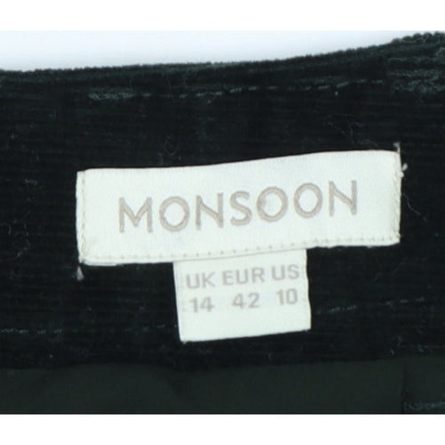 Monsoon Women’s Black UK 14 Corduroy A-Line Mini Skirt Buttons
