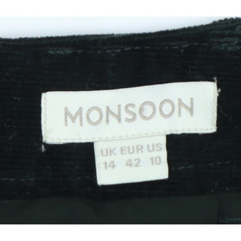 Monsoon Women’s Black UK 14 Corduroy A-Line Mini Skirt Buttons