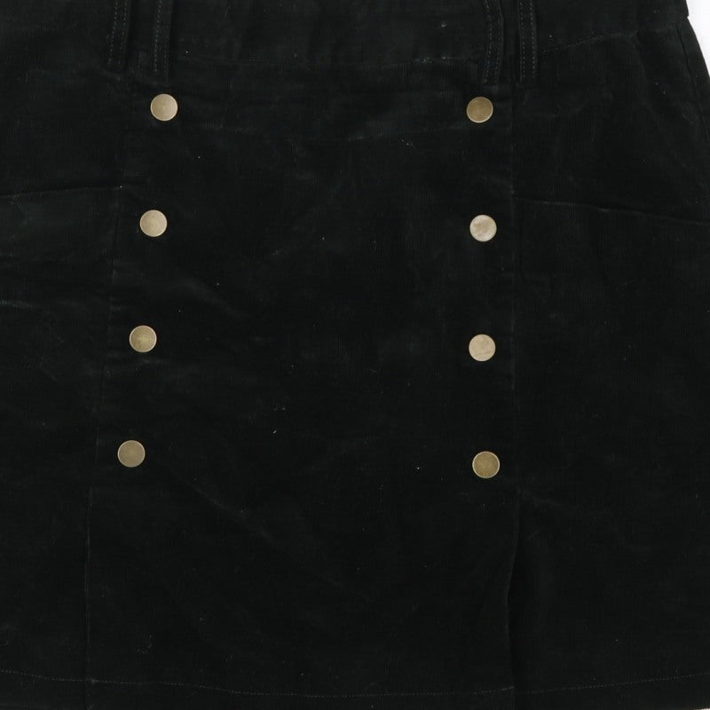 Monsoon Women’s Black UK 14 Corduroy A-Line Mini Skirt Buttons