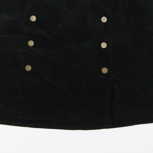 Monsoon Women’s Black UK 14 Corduroy A-Line Mini Skirt Buttons