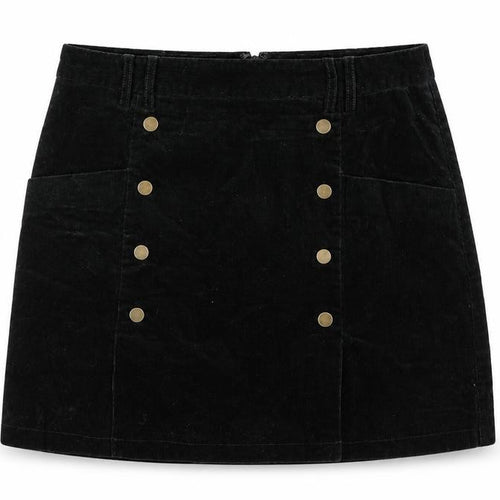 Monsoon Women’s Black UK 14 Corduroy A-Line Mini Skirt Buttons