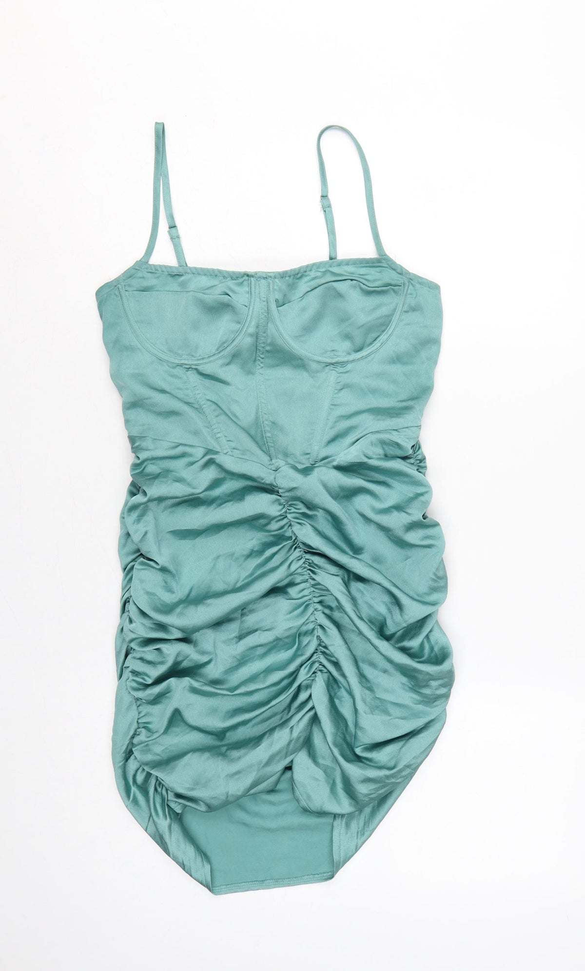 green ruched dress pretty little thing PrettyLittleThing Women UK 10 Satin Bodycon Mini – Preworn gs b Perfectly Warm