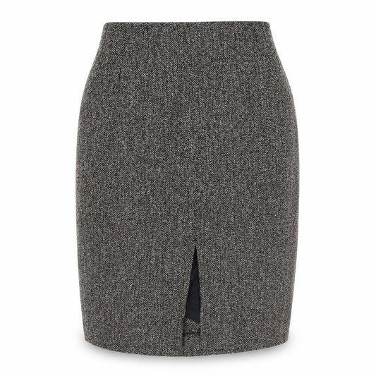 Max Mara Women Black Tweed Wool Pencil Knee Skirt UK 6 Lined