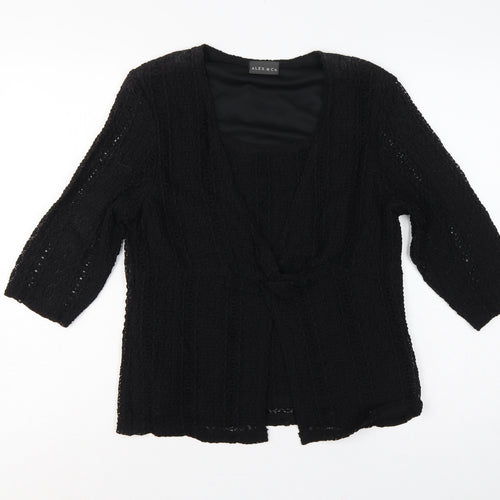 Alex & Co. Women Black UK 14 Crochet Kimono Open Front Top