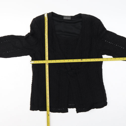 Alex & Co. Women Black UK 14 Crochet Kimono Open Front Top