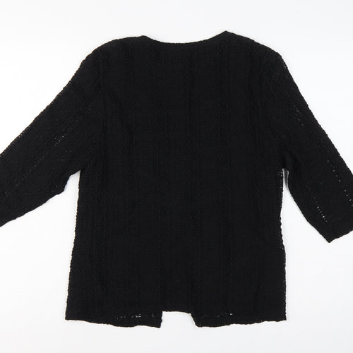 Alex & Co. Women Black UK 14 Crochet Kimono Open Front Top