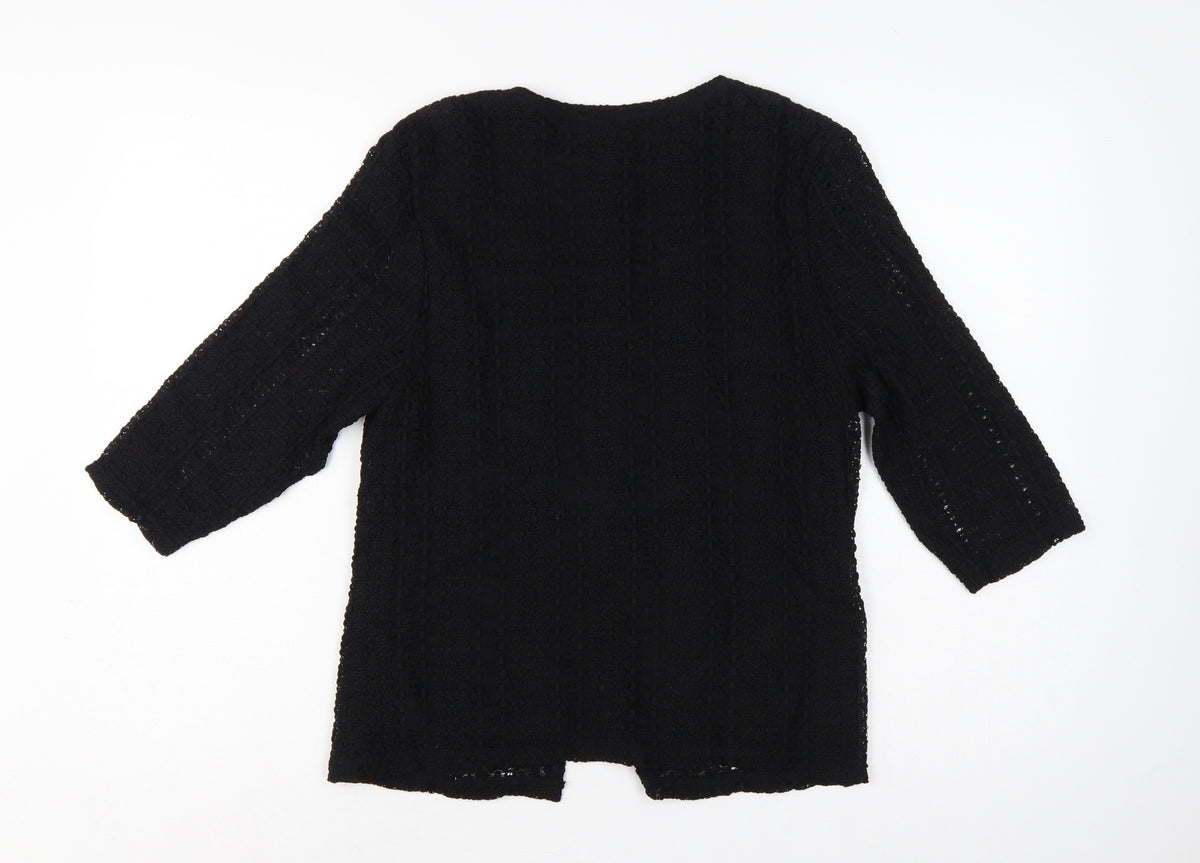 Alex & Co. Women Black UK 14 Crochet Kimono Open Front Top