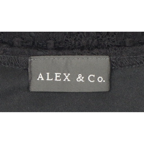 Alex & Co. Women Black UK 14 Crochet Kimono Open Front Top
