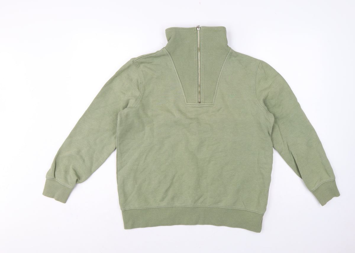 Crew Clothing Company Women’s Green UK 10 1/4 Zip Henley Sweatshirt