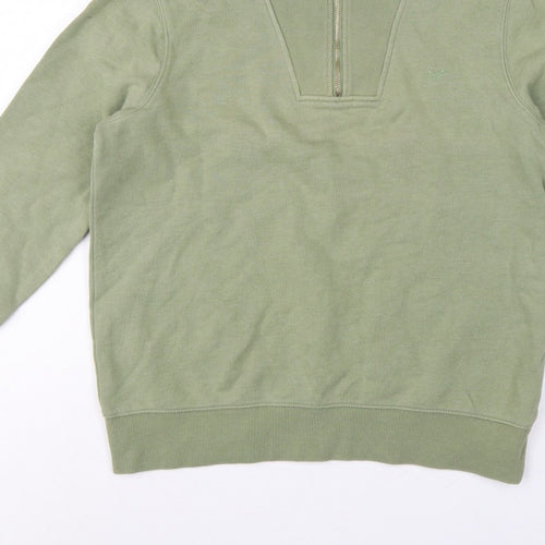 Crew Clothing Company Women’s Green UK 10 1/4 Zip Henley Sweatshirt