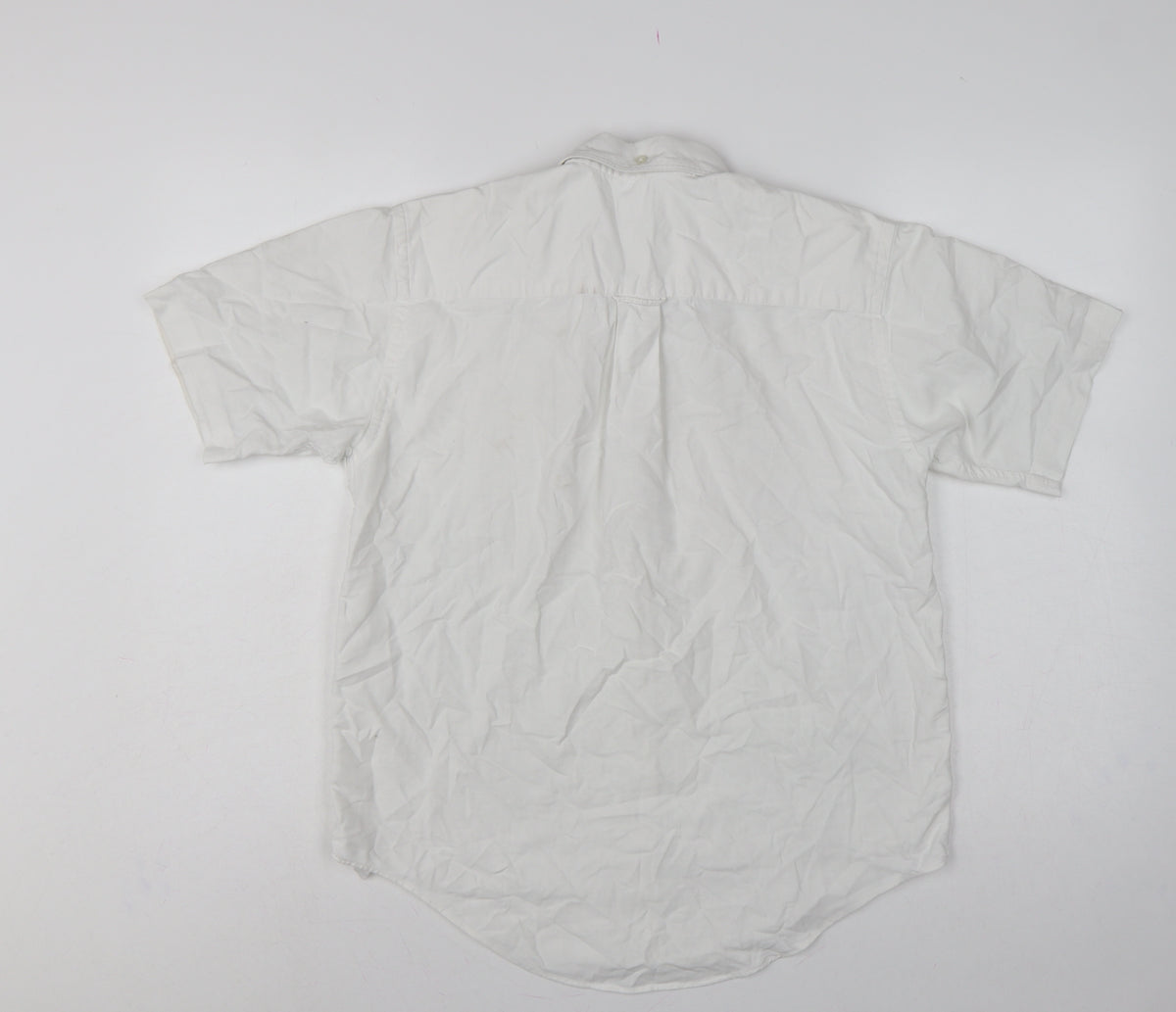 Lands' End Women White UK 14 Classic Short Sleeve Button-Up Shirt