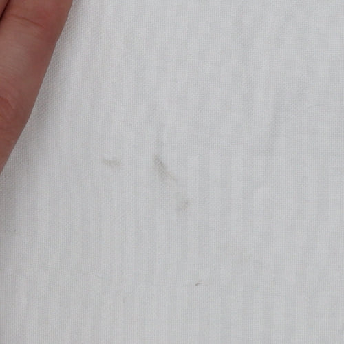Lands' End Women White UK 14 Classic Short Sleeve Button-Up Shirt