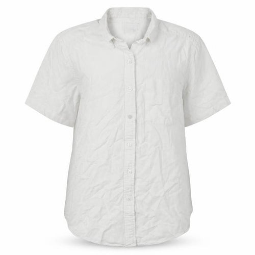 Lands' End Women White UK 14 Classic Short Sleeve Button-Up Shirt